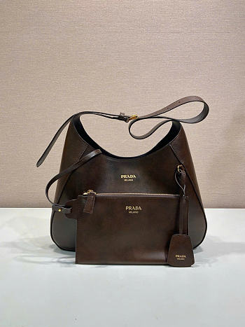 Kitlife Prada Boogie Medium Leather Bag Dark Brown 1BC300 33x22x8cm 