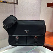 Kitlife Prada Re-Nylon and Saffiano Black Leather Shoulder Bag 2VD768 32x24x12cm  - 1