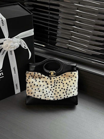Kitlife Chanel 31 Bag Shiny Lambskin Pony Hair Cheetah Light Beige Black AS4133 22x23x5cm