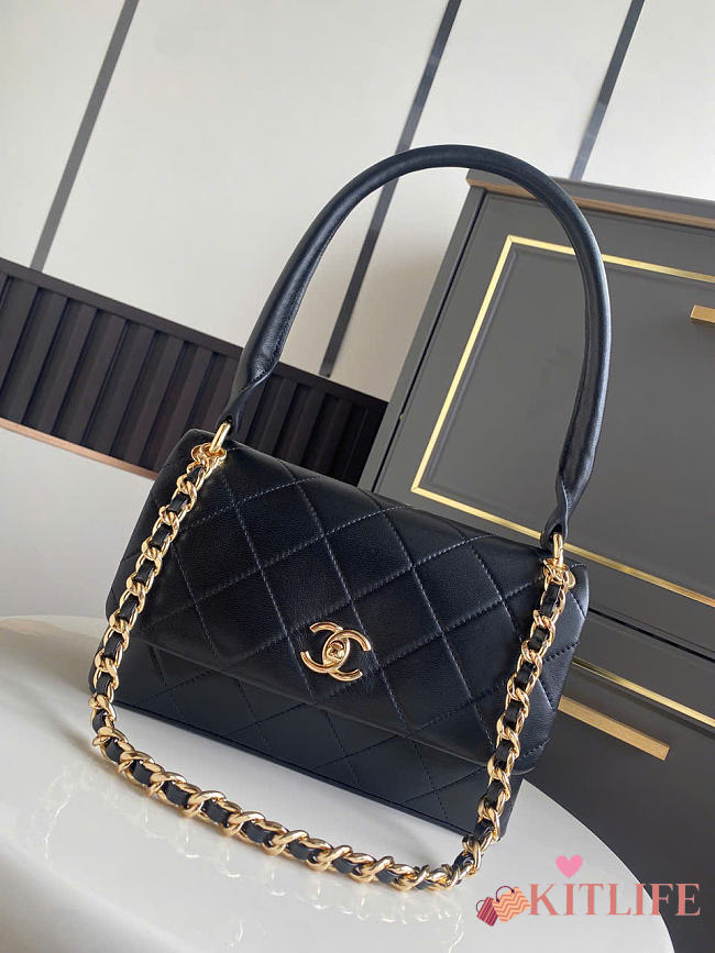 Kitlife Chanel Vintage Briefcase-style Flap Bag Black AS6112 14.5x25x5cm - 1
