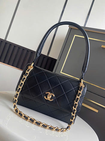 Kitlife Chanel Vintage Briefcase-style Flap Bag Black AS6112 14.5x25x5cm