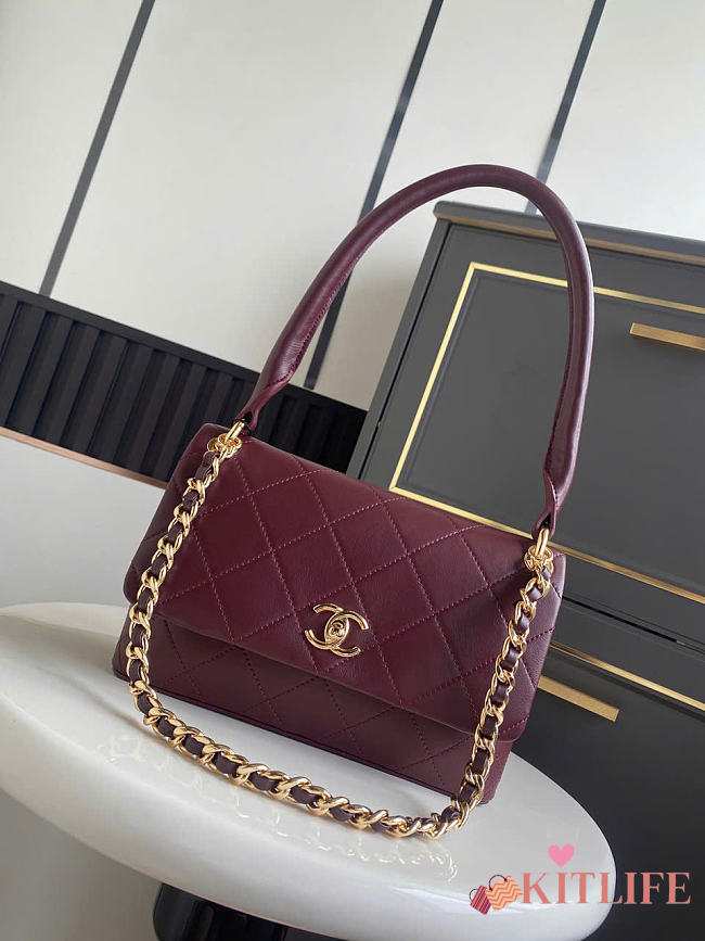 Kitlife Chanel Vintage Briefcase-style Flap Bag Burgundy AS6112 14.5x25x5cm - 1