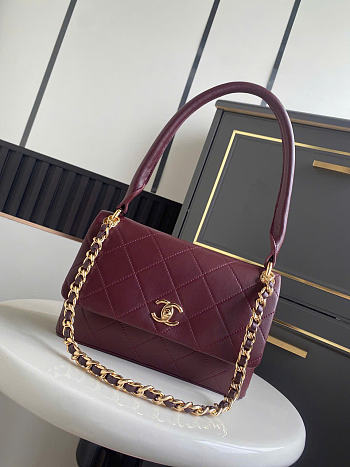 Kitlife Chanel Vintage Briefcase-style Flap Bag Burgundy AS6112 14.5x25x5cm