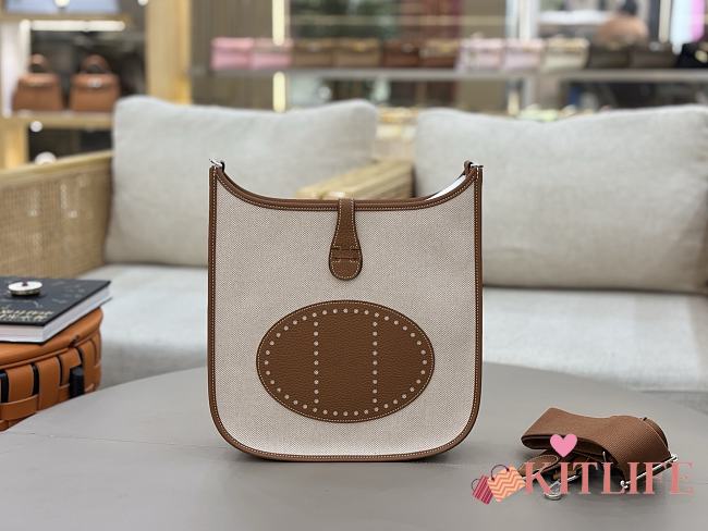 Kitlife Hermes Evelyne Brown Clemence Leather & Canvas 29cm  - 1