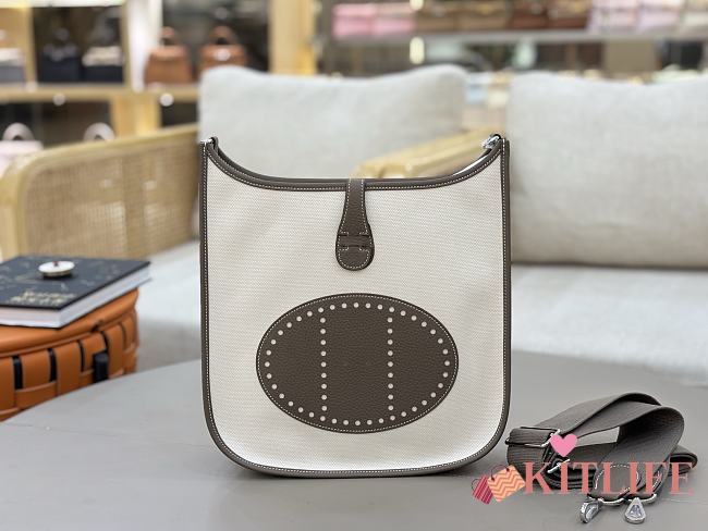 Kitlife Hermes Evelyne Gray Clemence Leather & Canvas 29cm - 1