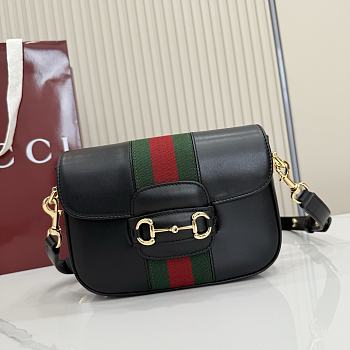 Kitlife Gucci Horsebit 1955 Small Shoulder Bag Black Leather ‎866762 21x14.5x5.5cm