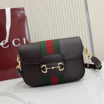 Kitlife Gucci Horsebit 1955 Small Shoulder Bag Dark Brown Leather ‎866762 21x14.5x5.5cm 