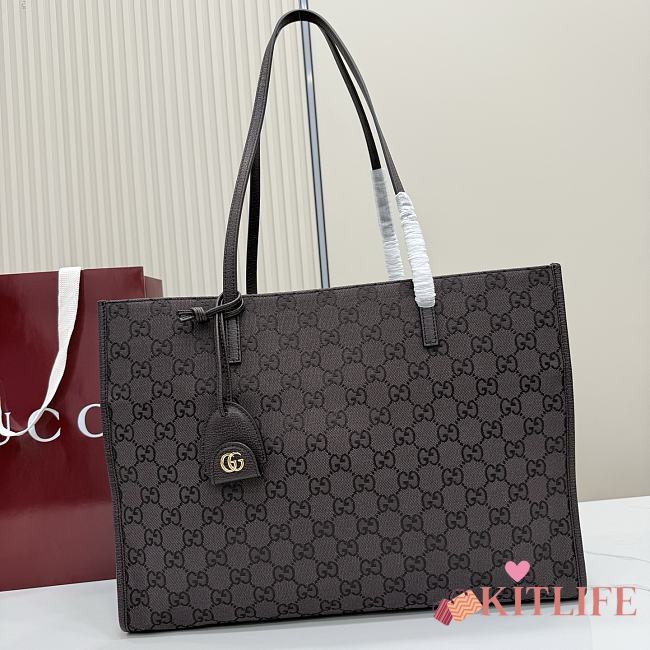 Kitlife Gucci Londra Large Tote Bag Dark Brown Canvas 875056 40x30x16cm - 1