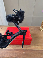 Kitlife Rene Caovilla Ebellished Pom-pom Heeled Sandals Black 100mm - 3