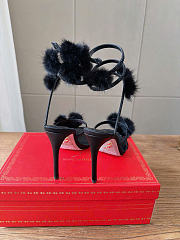 Kitlife Rene Caovilla Ebellished Pom-pom Heeled Sandals Black 100mm - 5