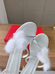 Kitlife Rene Caovilla Ebellished Pom-pom Heeled Sandals White 100mm  - 6