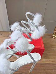 Kitlife Rene Caovilla Ebellished Pom-pom Heeled Sandals White 100mm  - 4