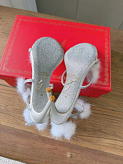Kitlife Rene Caovilla Ebellished Pom-pom Heeled Sandals White 100mm  - 2
