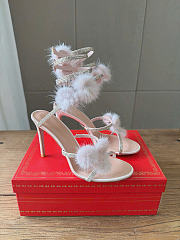 Kitlife Rene Caovilla Ebellished Pom-pom Heeled Sandals Light Pink 100mm - 1