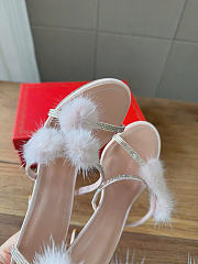 Kitlife Rene Caovilla Ebellished Pom-pom Heeled Sandals Light Pink 100mm - 6