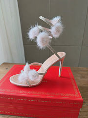 Kitlife Rene Caovilla Ebellished Pom-pom Heeled Sandals Light Pink 100mm - 5