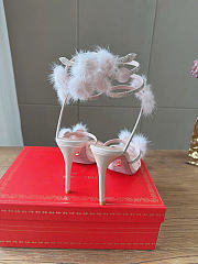 Kitlife Rene Caovilla Ebellished Pom-pom Heeled Sandals Light Pink 100mm - 4