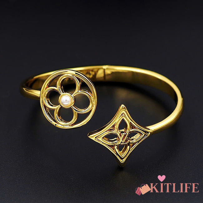 Kitlife Louis Vuitton Pearly Flower Bracelet Gold - 1
