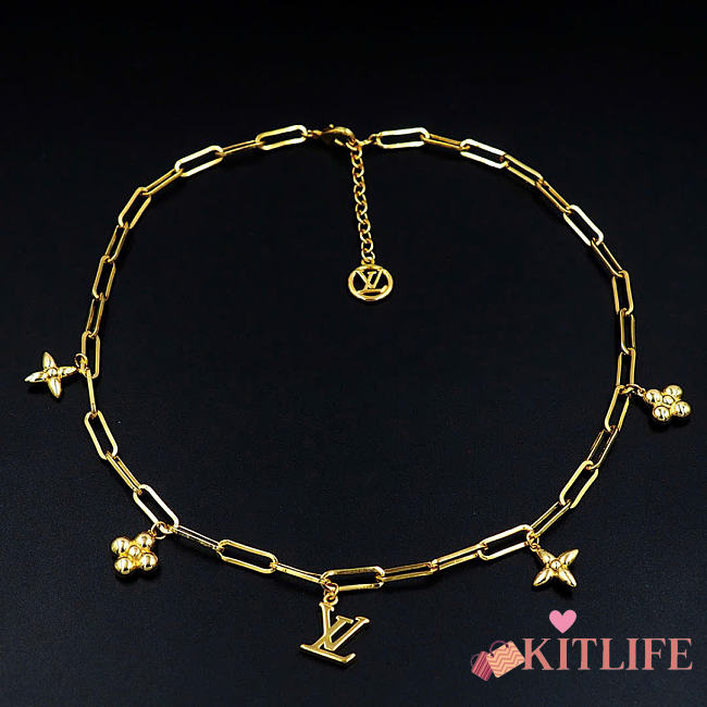 Kitlife Louis Vuitton Floral Necklace Gold - 1