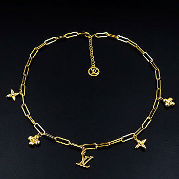 Kitlife Louis Vuitton Floral Necklace Gold