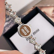 Kitlife Miu Miu Round Large-Stone Chain Bracelet & Necklace Set in Brown / White - 5