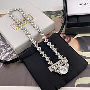 Kitlife Miu Miu Round Large-Stone Chain Bracelet & Necklace Set in Brown / White - 3
