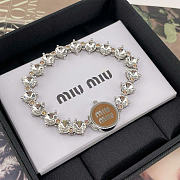 Kitlife Miu Miu Round Large-Stone Chain Bracelet & Necklace Set in Brown / White - 2