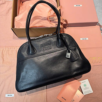 Kitlife Miu Miu Vivant Black Nappa Leather Bag 5BB200 28x9.5x17cm