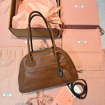 Kitlife Miu Miu Vivant Brown Nappa Leather Bag 5BB200 28x9.5x17cm