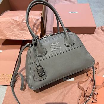 Kitlife Miu Miu Vivant Gray Nappa Leather Bag 5BB200 28x9.5x17cm