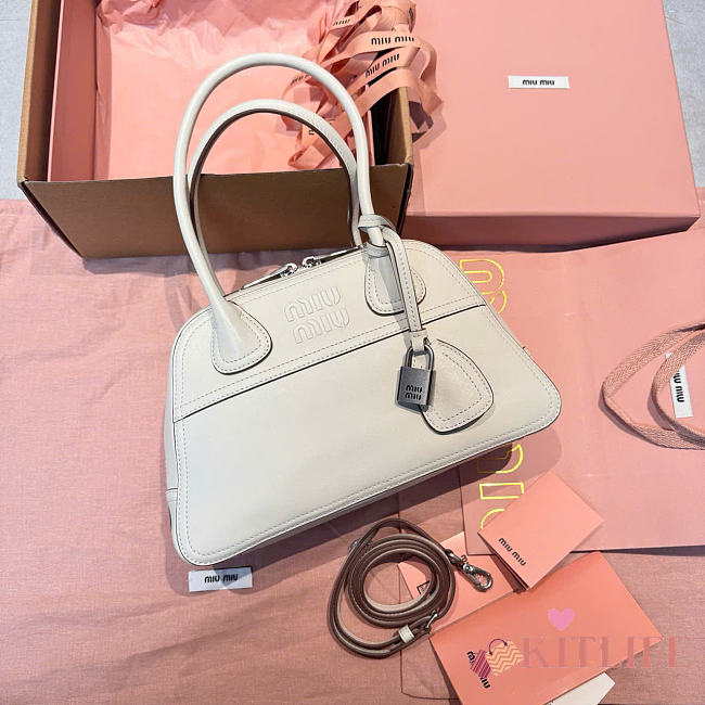 Kitlife Miu Miu Vivant Cream Nappa Leather Bag 5BB200 28x9.5x17cm  - 1