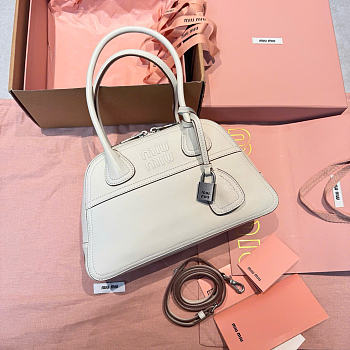 Kitlife Miu Miu Vivant Cream Nappa Leather Bag 5BB200 28x9.5x17cm 