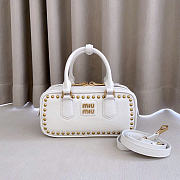 Kitlife Miu Miu Arcadie Studded Leather Bag White 5BB142 22x10.5x7.5cm - 1