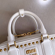 Kitlife Miu Miu Arcadie Studded Leather Bag White 5BB142 22x10.5x7.5cm - 6