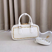 Kitlife Miu Miu Arcadie Studded Leather Bag White 5BB142 22x10.5x7.5cm - 4