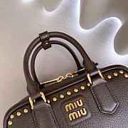 Kitlife Miu Miu Arcadie Studded Leather Bag Dark Brown 5BB142 22x10.5x7.5cm  - 3