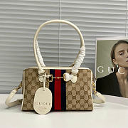 Kitlife Gucci Borsetto Medium Boston Bag White & Beige Canvas 866732 28x15x10cm  - 1