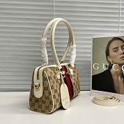 Kitlife Gucci Borsetto Medium Boston Bag White & Beige Canvas 866732 28x15x10cm  - 5