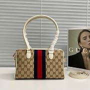 Kitlife Gucci Borsetto Medium Boston Bag White & Beige Canvas 866732 28x15x10cm  - 4