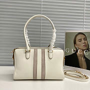Kitlife Gucci Borsetto Medium Boston Bag White Leather 866732 28x15x10cm  - 5