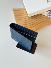Kitlife Loewe Embossed Calfskin Short Wallet Dark Blue L1140 11x10cm  - 2
