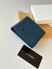 Kitlife Loewe Embossed Calfskin Short Wallet Dark Blue L1140 11x10cm  - 3