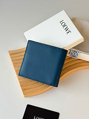 Kitlife Loewe Embossed Calfskin Short Wallet Dark Blue L1140 11x10cm  - 4