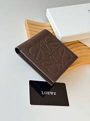 Kitlife Loewe Embossed Calfskin Short Wallet Dark Brown L1140 11x10cm - 3