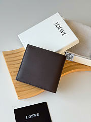 Kitlife Loewe Embossed Calfskin Short Wallet Dark Brown L1140 11x10cm - 4