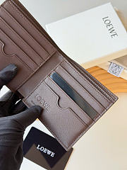 Kitlife Loewe Embossed Calfskin Short Wallet Dark Brown L1140 11x10cm - 6
