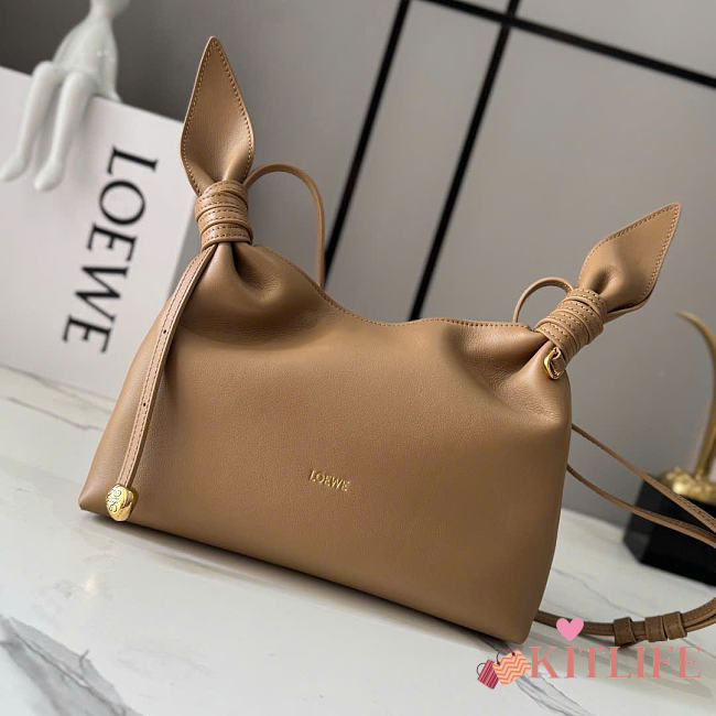Kitlife Loewe Mini Scarf Bag In Brown Smooth Calfskin BA604 24.5x6x14.5cm - 1