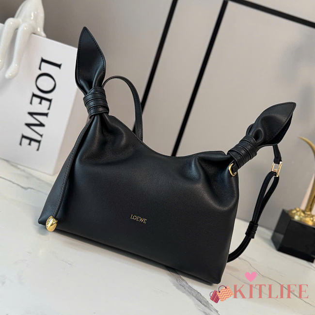Kitlife Loewe Mini Scarf Bag In Black Smooth Calfskin BA604 24.5x6x14.5cm  - 1