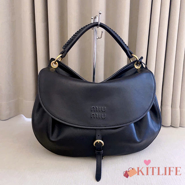 Kitlife Miu Miu Rendez-vous Black Leather Bag 5BC219 39.5x33x15cm - 1