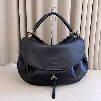 Kitlife Miu Miu Rendez-vous Black Leather Bag 5BC219 39.5x33x15cm